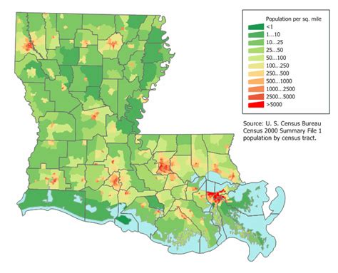 Louisiana Population Density Map - Brande Susannah