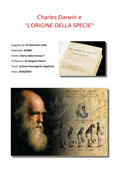 Tesina Storia Della Scienza T Darwin E L Origine Della Specie