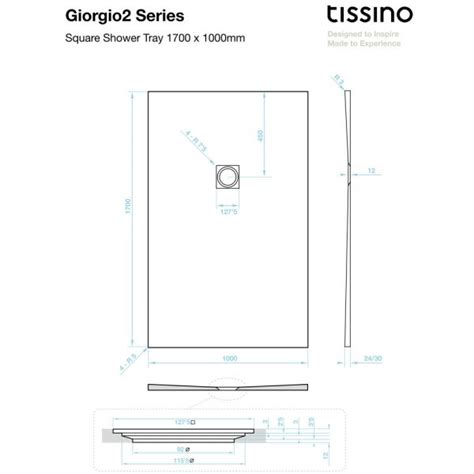 Tissino Giorgio2 1700 X 1000 Rectangular Grey Slate Effect Shower Tray