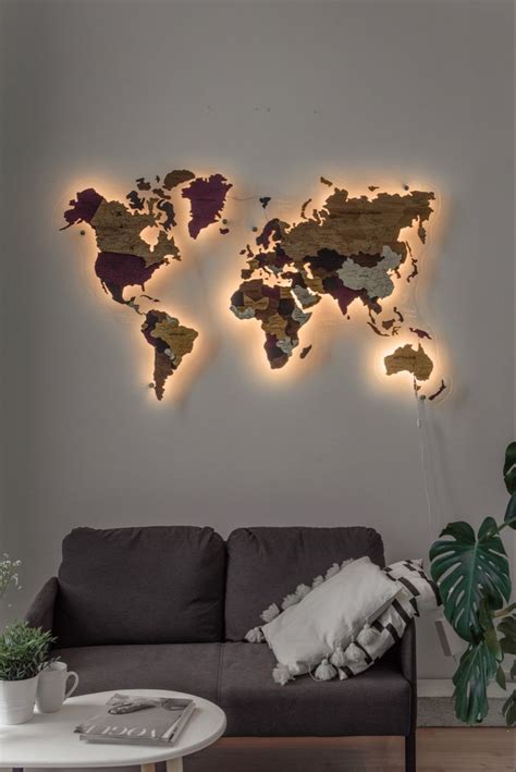 World Map Light Wood Wall Decor Large Travel Led Map Artofit