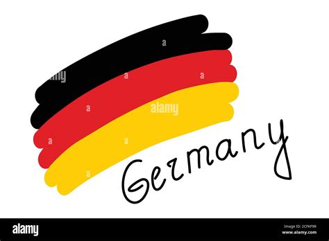 Flag of Germany, simple stylized vector illustration with freehand text ...