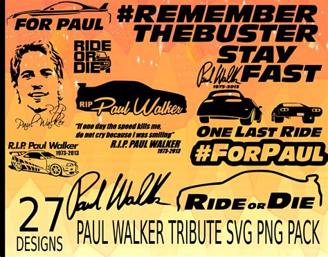 Paul Walker Tribute Vector Pack Svg 2 Fast Paul Walker 2 Etsy