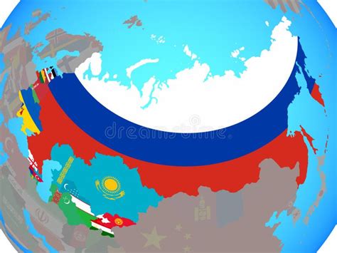 Former Soviet Union with Flags on Map Stock Illustration - Illustration ...