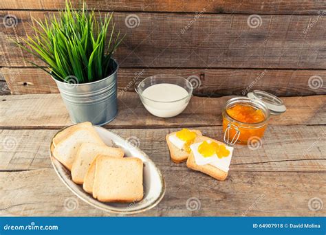 Breakfast table decor. stock photo. Image of green, kitchen - 64907918