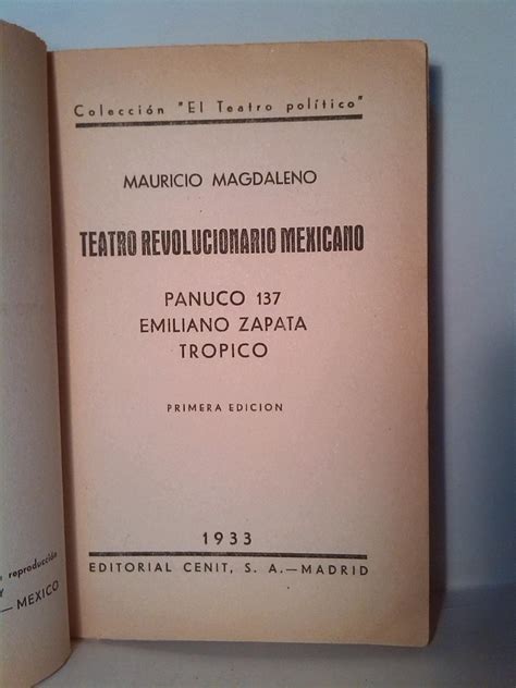 Teatro Revolucionario Mexicano De Mauricio Magdaleno Bien