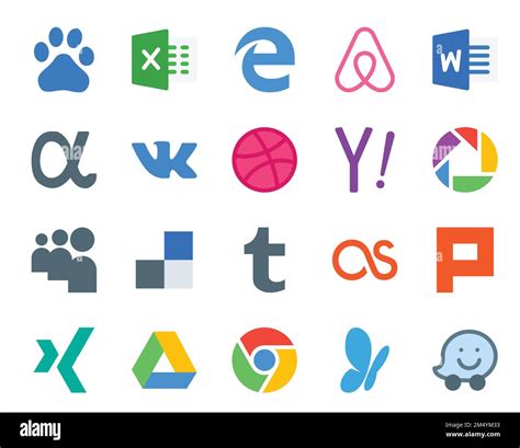 Social Media Icon Pack Including Google Drive Plurk Yahoo Lastfm