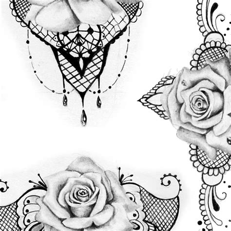 Sexy Roses With Lace And Pearl Tattoo Designs Tattoodesignstock