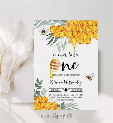 Girls First Bee Day Bee Day Invitation Bumble Bee DIY Birthday