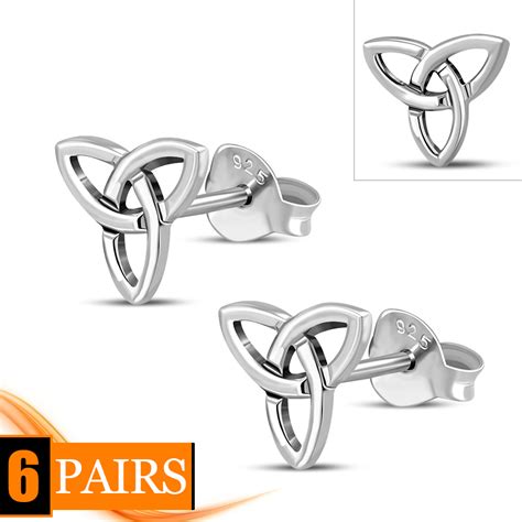 Celtic Stud Earrings Large Celtic Trinity Knot Stud Silver Earrings Ep252