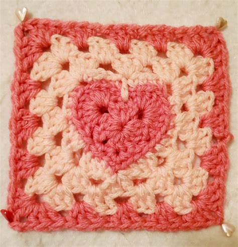 Crochet Heart Square Pattern