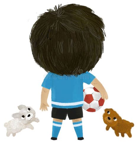 Escena De Dibujos Animados Con Un Niño Jugando Al Fútbol De Fútbol De