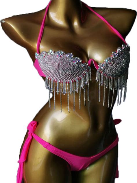 Luxury Women Tassel Bikini Performance Dancewear Swimwear Stripper