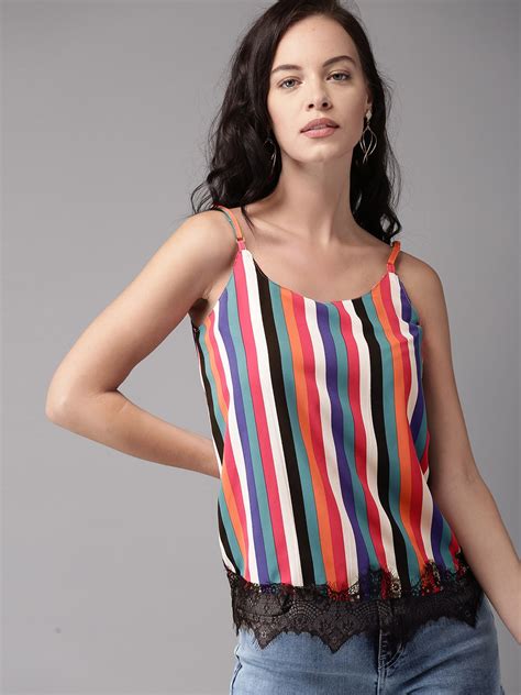 Buy Hereandnow Women Multicoloured Striped Top Tops For Women 8922887 Myntra