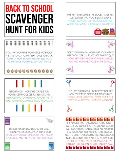 Free Printable Back To School Scavenger Hunt For Kids School