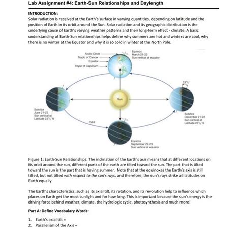 Solved Lab Assignment 4 Earth Sun Relationships And