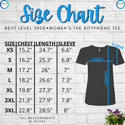 Hq Next Level Size Chart Next Level Womens Etsy Free