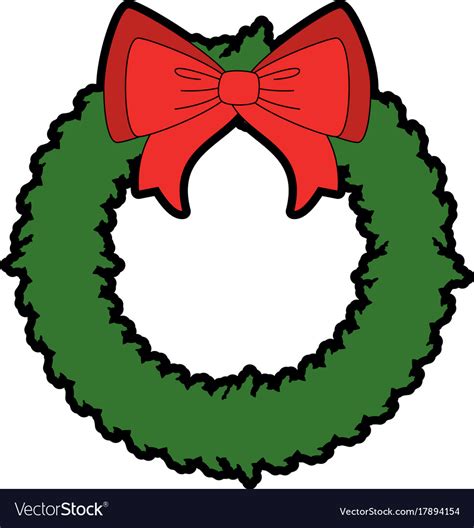 Merry Christmas Wreath Crown With Bow Royalty Free Vector