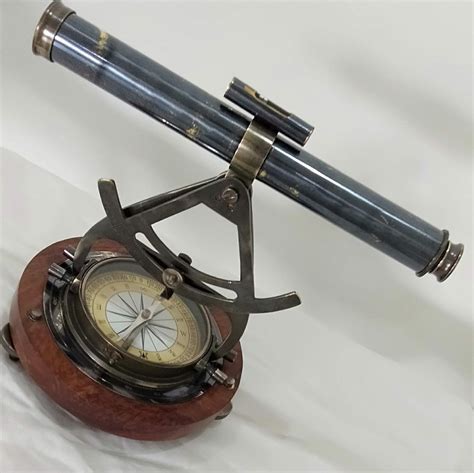 Vintage Brass Theodolite Alidade Telescope Compass Survey