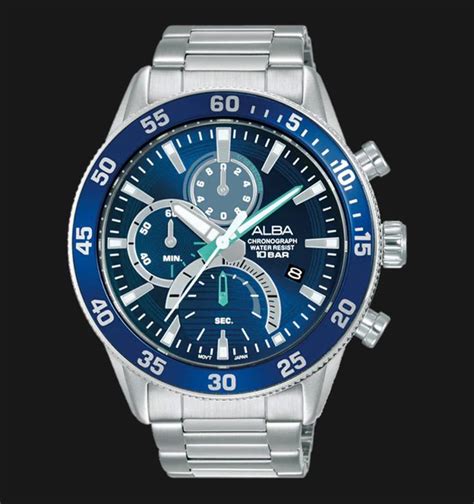 Alba Active AM3897X1 Chronograph Men Blue Dial Stainless Steel Strap