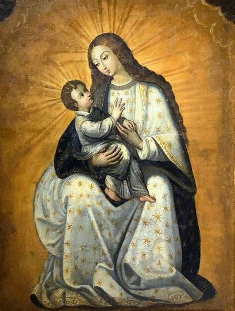 Dipinto ad olio su tela raffigurante Madonna con Bambino Gesù XIX