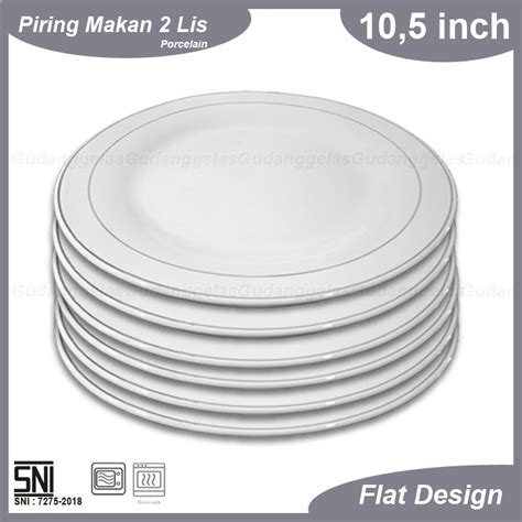 Jual 1 SET 6 PCS Piring Makan Porcelain Piring Lis Dinner Plate Piring