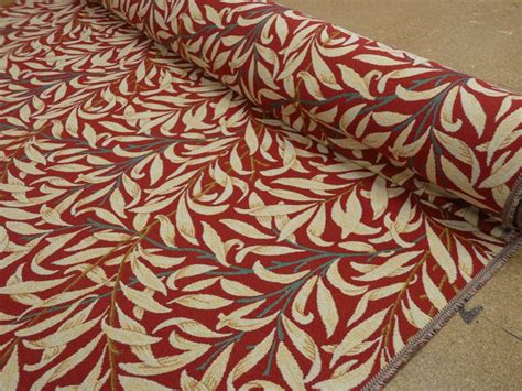 William Morris Willow Bough Crimson Tapestry Fabric Ellbee Fabrics