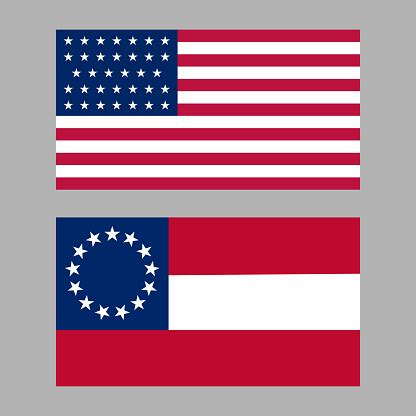 Usa Civil War Flag Set Stock Illustration - Download Image Now ...