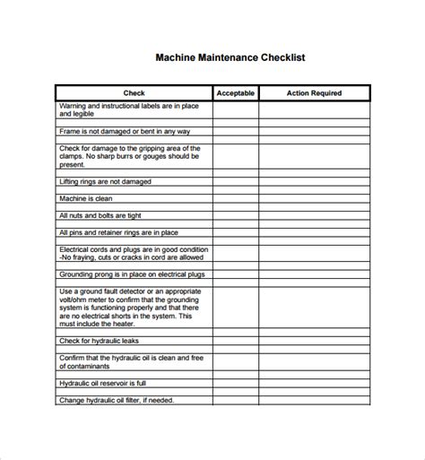 FREE 27 Maintenance Checklist Templates In PDF MS Word Excel