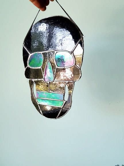 Mini Skull Stained Glass Hanging Stained Glass Made To Etsy