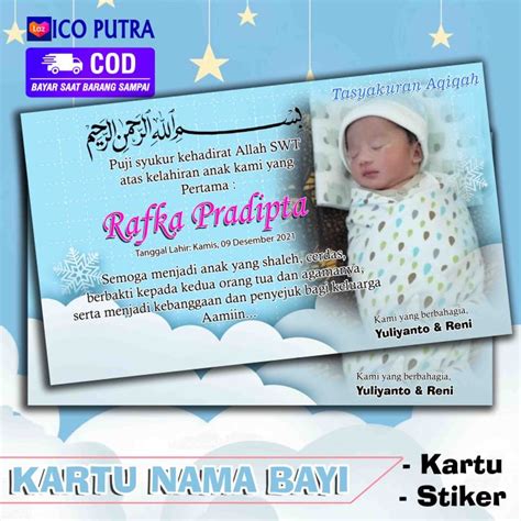 Kartu Nama Tasyakuran Bayi Khitan Aqiqah Muput Walimatul Tasmiyah