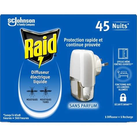 Raid Diffuseur Electrique Liquide 3en1 Moustiques Moustiques Tigres