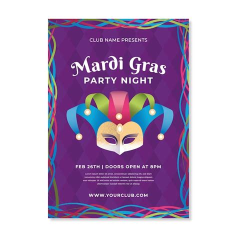 Plantilla De Volante De Mardi Gras De Dise O Plano Vector Gratis