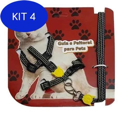 Kit Guia Peitoral Luxo Para Gatos Macho Tam P Cia Do Pet Coleiras