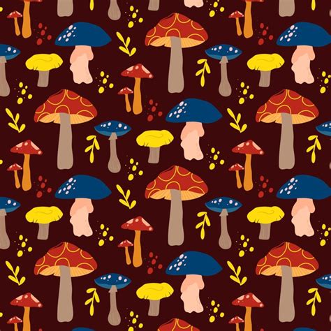 Premium Vector Hand Drawn Mushroom Pattern