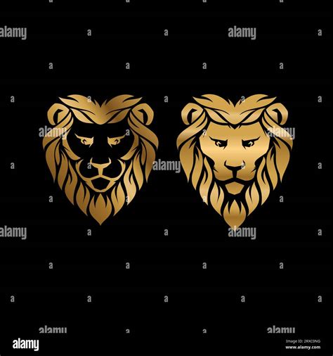 Illustration Golden Lion Head Lion Luxury Logo Design Stock Vector