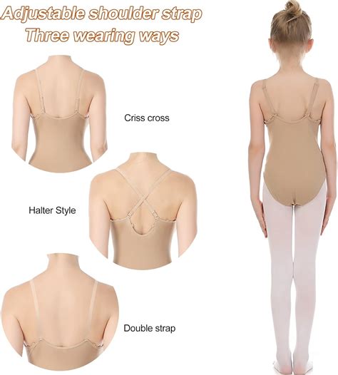 Buy NIMONI Women And Girls Nude Dance Camisole Leotard With Adjustable Transparent Straps Beige