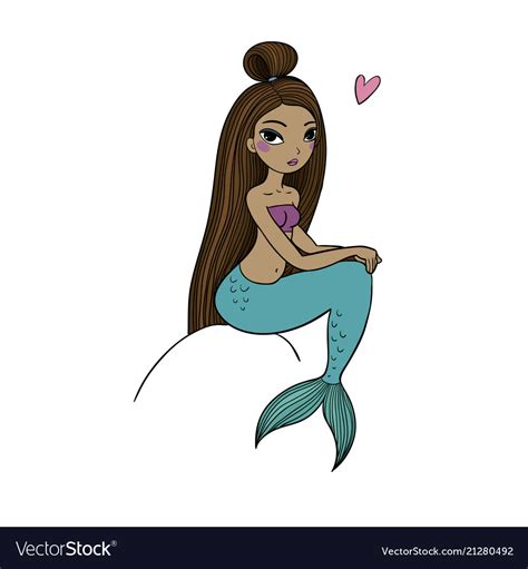 Cute cartoon little mermaid siren sea theme Vector Image