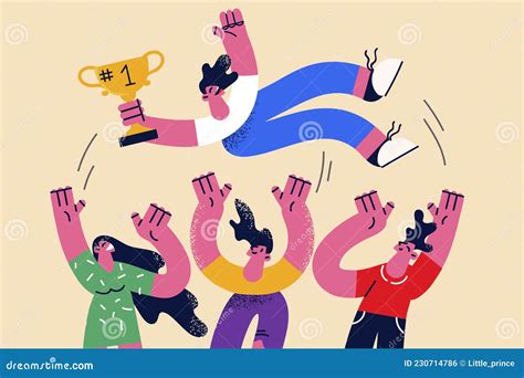 Teamwork, Celebration, Winning in Business Concept Stock Vector ...