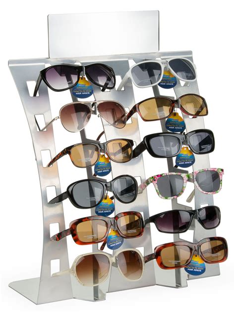 Eyeglass Display Countertop Holds Pairs Silver Sunglasses