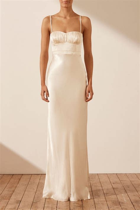 La Lune Corded Ruched Maxi Dress Cream Dresses Shona Joy Shona