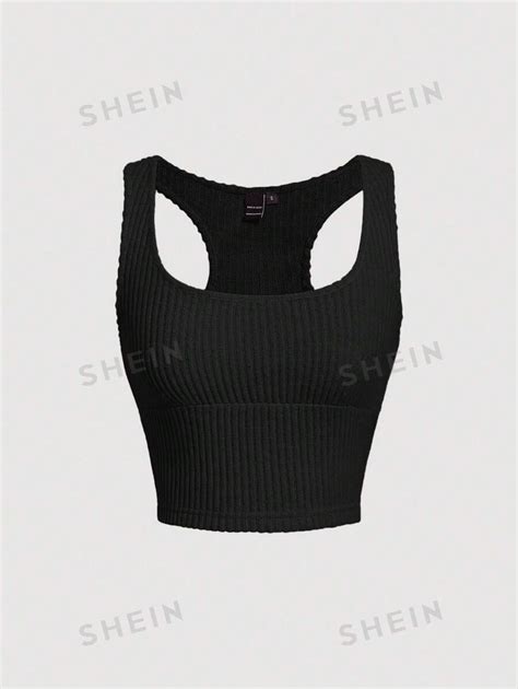 Shein Mod Solid Ribbed Knit Tank Top Shein Usa