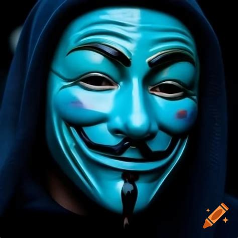 Stylized Blue And Green Guy Fawkes Mask Illustration On Craiyon