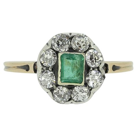 Antique Georgian Emerald And Diamond Cluster Ring At Stdibs