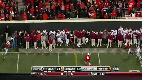 Crazy Oklahoma State Interception Vs Oklahoma November 27 2010