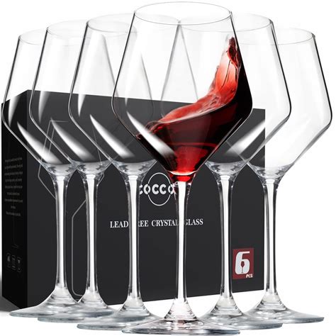 Coccot Wine Glasseswhite Red Wine Glasses Set Of 6lead Free Premium