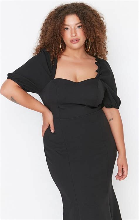 Trendyol Vrouwen Standaard Ronde Hals Bodycon Plus Size Jurk Bol