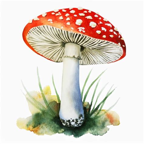 Premium Photo Watercolor Illustration Of Amanita Muscaria Mushroom Hand Drawn Art Aquarelle