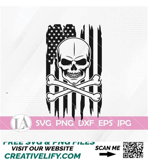 Us Skull With Crossed Bones Svg Skull And Bones Svg Us S Inspire