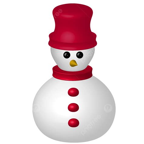 White Cute Snowman With Red Hat Snowman Snowmen 3d Chrismas Png And