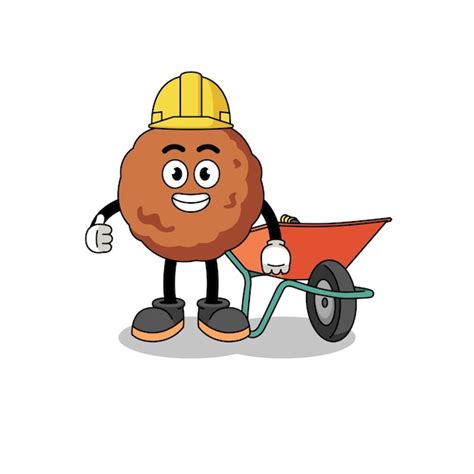 Premium Vector Meatball Cartoon As A Contractor Character Design